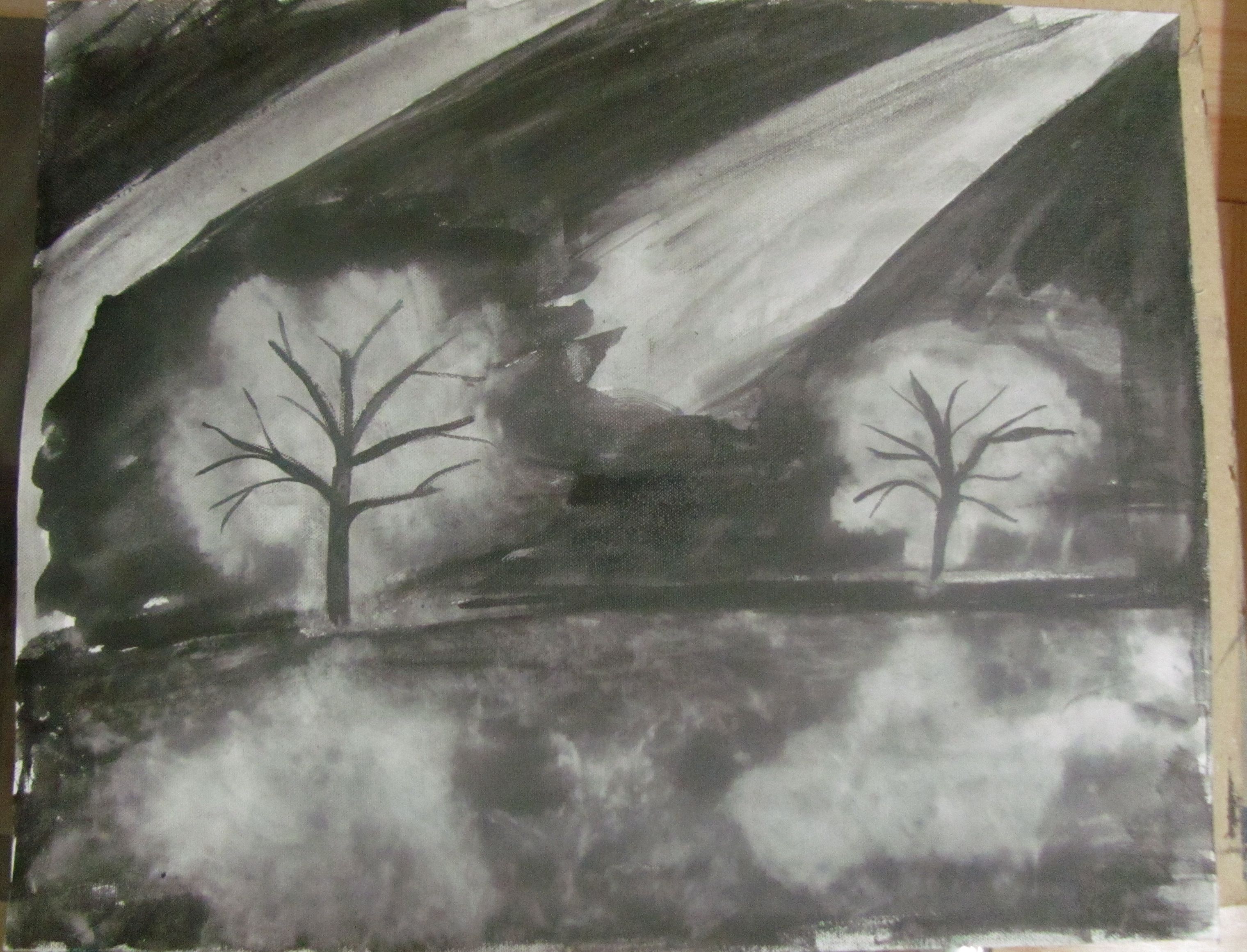 Abstract Painting Shadows and Trees