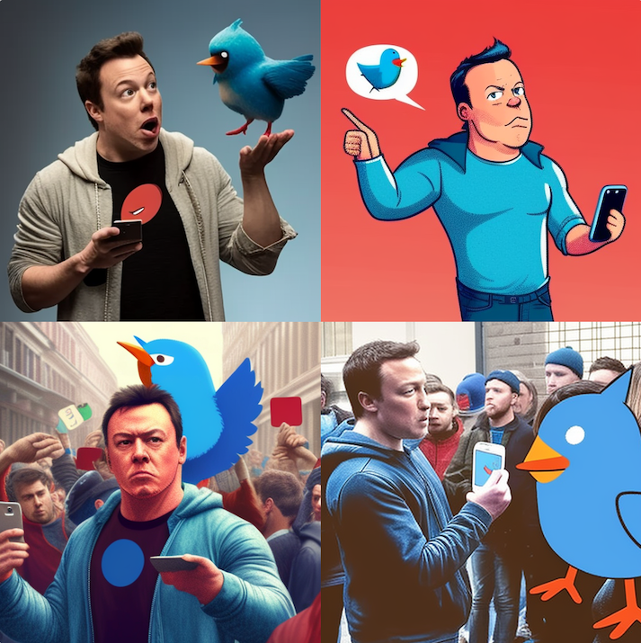 Musk with twitter bird